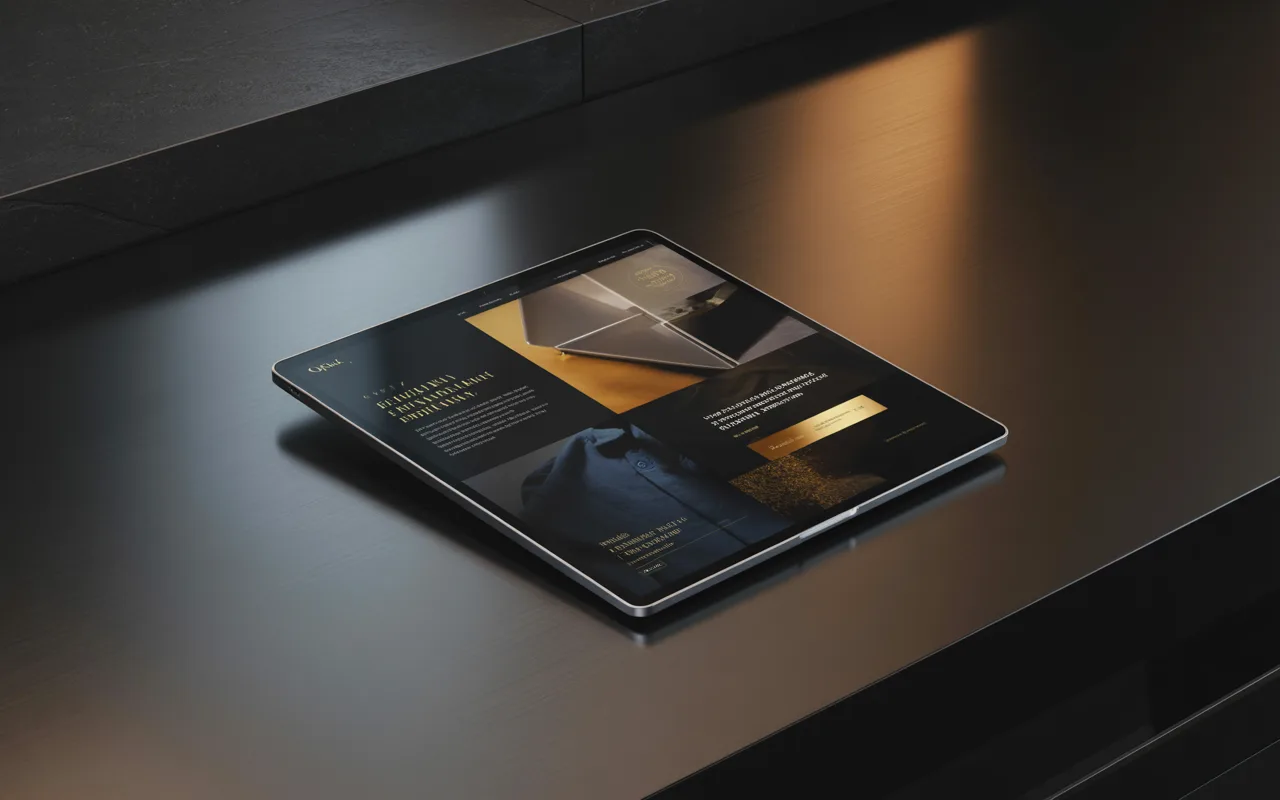 Premium website displayed on tablet